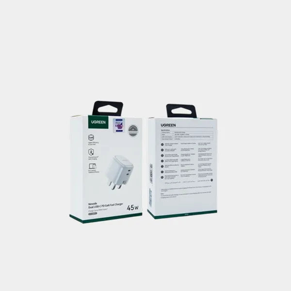 UGreen Nexode 45W Dual USB-C PD GaN Fast Charger UK (White) qatar