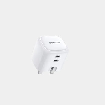 UGreen Nexode 45W Dual USB-C PD GaN Fast Charger UK (White)