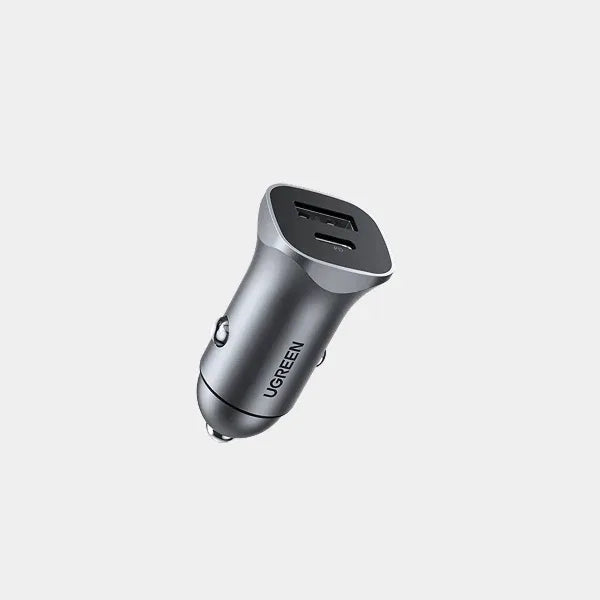 UGreen car charger 30W USB A+ USB C Dual Port Car PD 3.0/QC 3.0 Charger - Grey