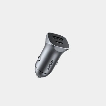 UGreen car charger 30W USB A+ USB C Dual Port Car PD 3.0/QC 3.0 Charger - Grey