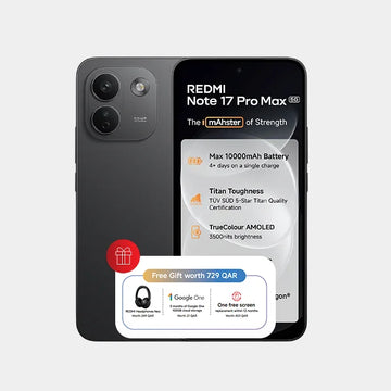 Xiaomi Redmi Note 17 Pro Max 5G 16GB (8+8) 256GB (Redmi Headphones Neo, 3 months of Google One 100GB cloud storage, One free screen replacement within 12 months) - Stealth Black