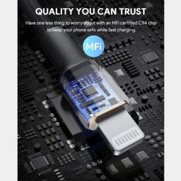 Aukey CB-NCL2-BK Black 1.8m Nylon Braided USB C to Lightning Cable