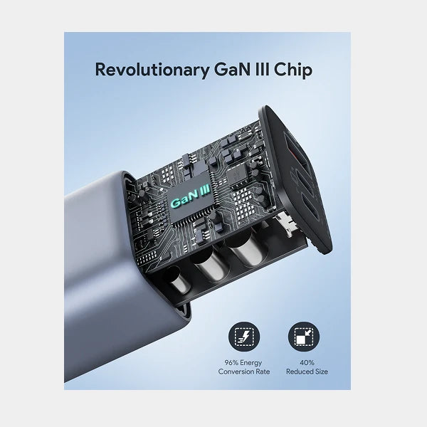 Aukey PA-B6U-GY Gray 3-Port 67W PD Wall Charger GaN Power Tech in qatar