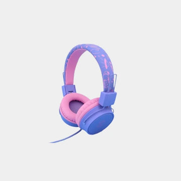 DCU Tecnologic Wired Kids Safe Headphones | 40mm Drivers | 85dB Volume Limit | 3.5mm Jack | Foldable Design | Soft Ear Pads | In-line Mic | Compatible with Tablets & Laptops | 34152535 – Purple/Pink