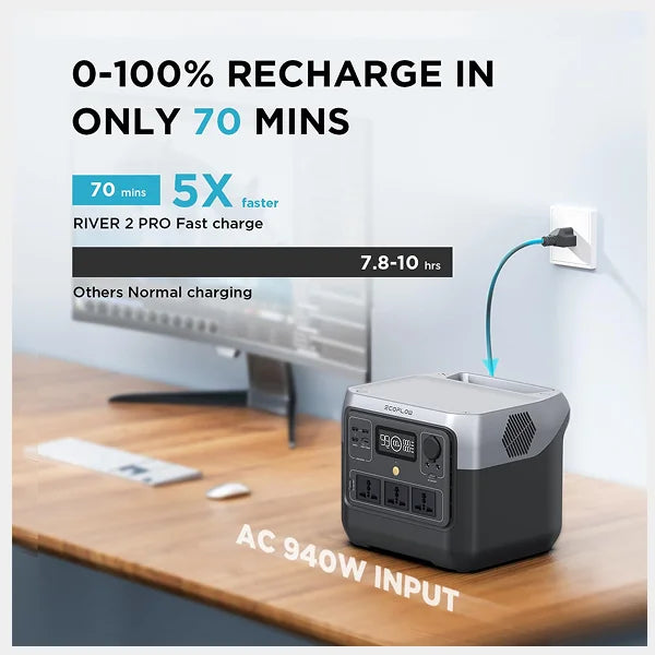 EcoFlow River 2 Pro, 800W AC output, 768Wh capacity power station