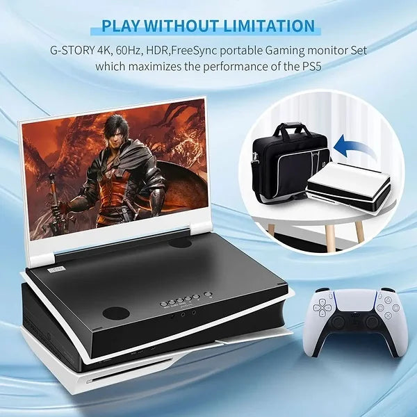 G-Story Portable Gaming Monitor 14″ Flat, 4K UHD , LED Backlight, HDMI, HDR, Designed for PS5 Slim, 60 Hz, 5 ms (GS140PU)