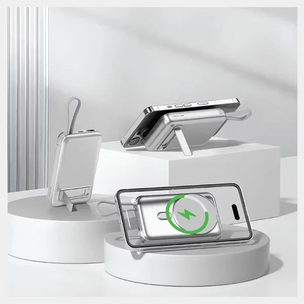 Green Lion DXB 10000mAh Power Bank with Stand - Silver