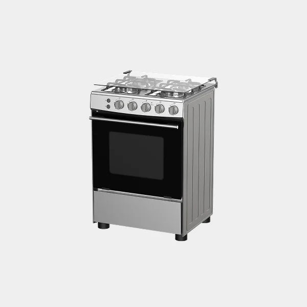 Hisense  60 cm Freestanding Gas Cooker| 4 Gas Burners with Flame Failure Device| Cast Iron Pan Support| Stainless Steel | HFG60121X - Grey