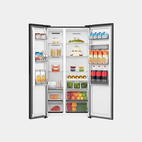 Hisense  725 litres Side by Side Refrigerator with Water Dispenser| Inverter Compressor| No Frost Technology|RS3P725NBG- Silver