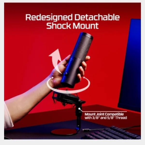 HyperX QuadCast 2 S | USB Condenser Microphone | RGB | PC& Mac | Four Polar Patterns | Anti-Vibration Shock Mount | Gaming, Streaming | 9A273AA - Black