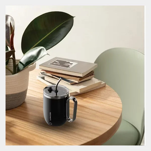 LePresso Sip Spin Magnetic Auto Stirring Mug with Touch Button - Black