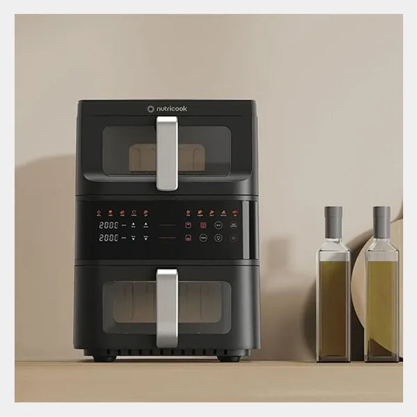 Nutricook Duo Stack Air Fryer 10L – Dual Layer Cooking System| Large Family Capacity| Rapid Hot Air Oil-Free Frying | NC-AFDS240