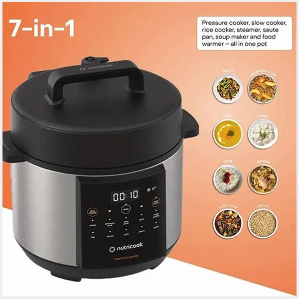 Nutricook Smart Pot Essentials 4L Electric Cooker – Compact Pressure Cooking| Stainless Steel Inner Pot| Smart Preset Programs | NC-SP150
