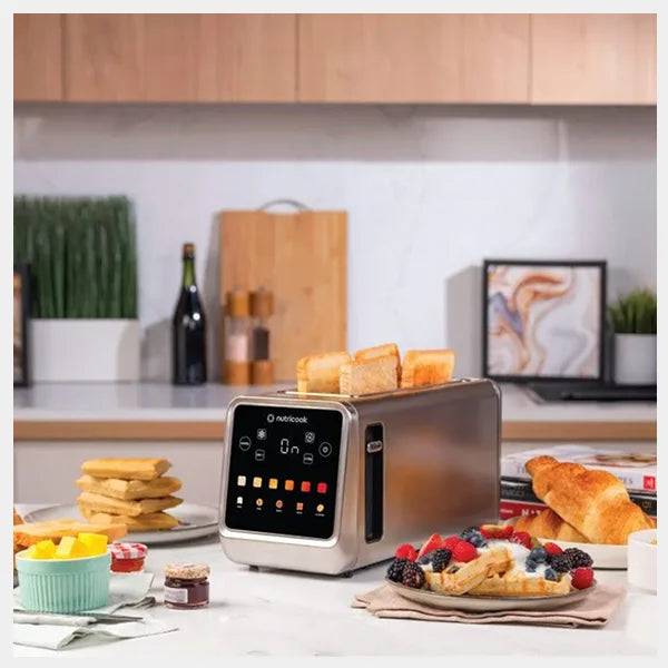 Nutricook Toastie 4-Slice Stainless Steel Digital Toaster – LED Display Controls| 1450W Fast Toasting Power| Multiple Browning Levels | NC-TS401