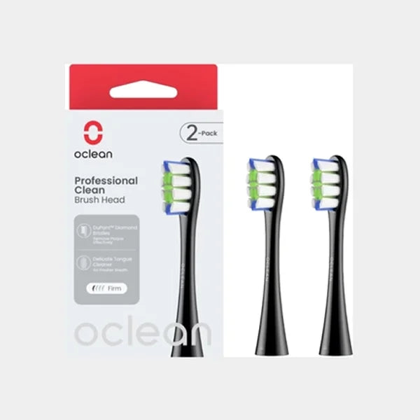 Oclean Professional Clean Brush Head | Delicate Tongue Cleaner | Diamond-Ground Bristle | 2-Pack | C04000270 - Black
