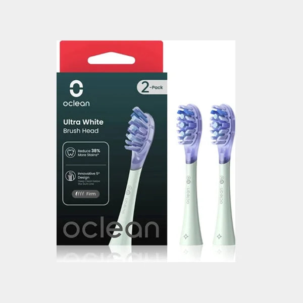 Oclean Ultra White UW01 Brush Head | Delicate Tounge Cleaner | FlexFit Tech Brush Head | 2 Pack | C04000252 - Green