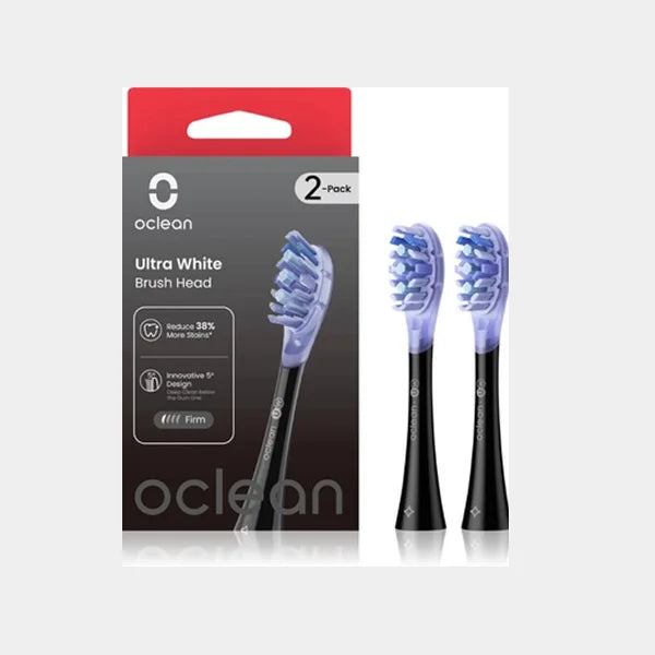 Oclean Ultra White UW02 Brush Head | Delicate Tounge Cleaner | FlexFit Tech Brush Head | 2 Pack | C04000255 - Black