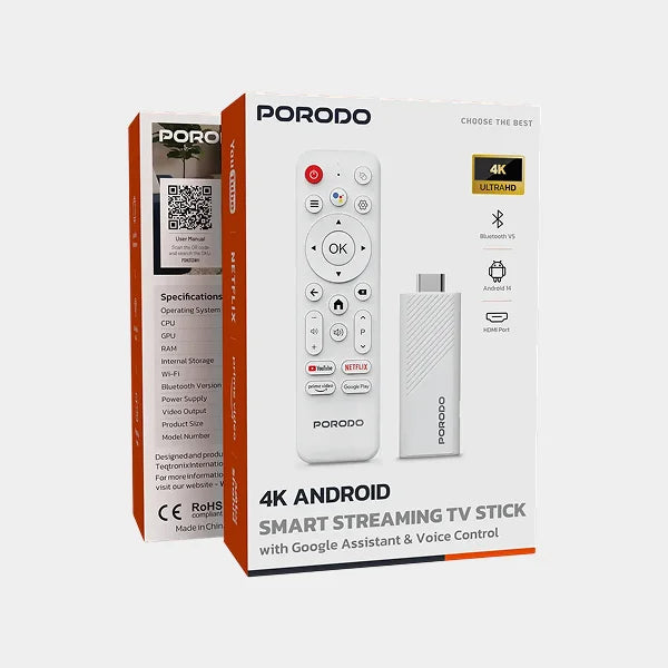 Porodo 4k Android Smart Streaming TV Stick 