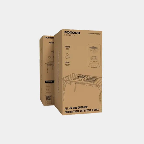 Porodo Lifestyle All In One Outdoor Folding Table With Stove And Grill