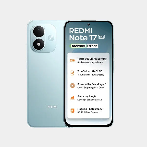 Xiaomi Redmi Note 17 5G 12GB (6+6) 128GB (Redmi Buds 8 Lite ,3 Months Google One 100GB Cloud Storage,One free screen replacement within 12 months)- Arctic Blue