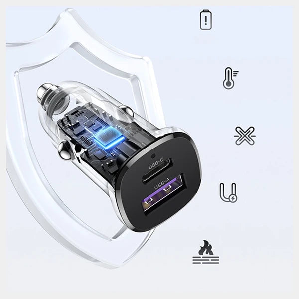 UGreen 30W 2-Port Fast Car Charger - Grey qatar