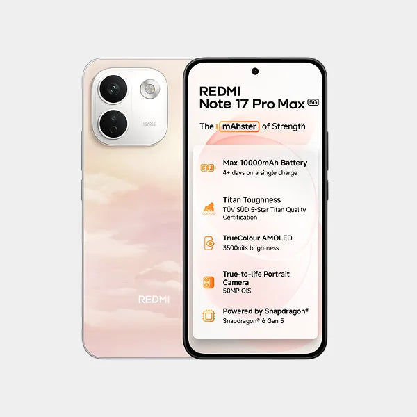 Xiaomi Redmi Note 17 Pro Max 5G 16GB (8+8) 256GB (Redmi Headphones Neo, 3 months of Google One 100GB cloud storage, One free screen replacement within 12 months) - Secret Sunrise