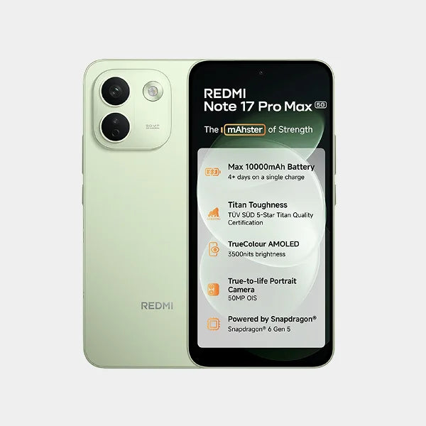 Xiaomi Redmi Note 17 Pro Max 5G 16GB (8+8) 512GB (Redmi Headphones Neo, 3 months of Google One 100GB cloud storage, One free screen replacement within 12 months) - Matcha Green