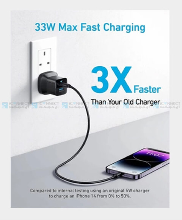 Anker 323 Mobile Charger 33W PD | USB-C to USB-C (B2331K11)- Black