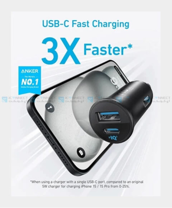 Anker PowerDrive Dual Port Car Charger  (30W, 2 Ports)  - Black