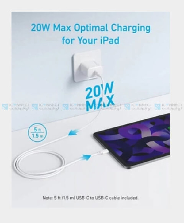 Anker 20W Mobile Charger with USB-C to USB-C Cable (B2347K21) - White