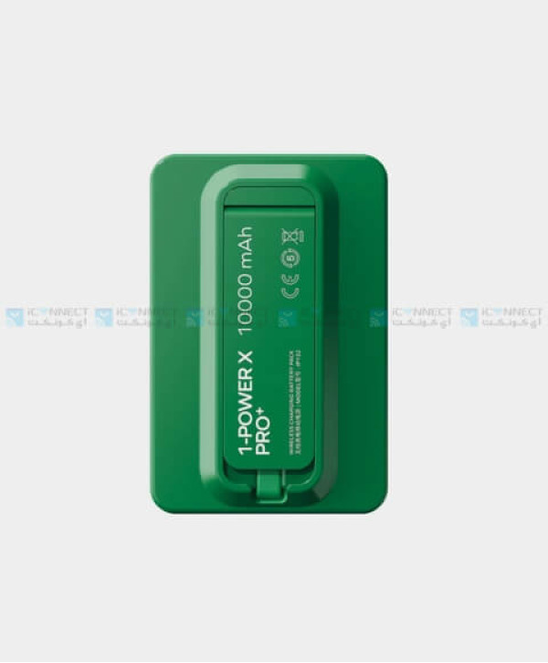 Momax 1-Power X Pro+ Magnetic Wireless Power Bank 10000 mAh with Built-In USB-C Cable - Green